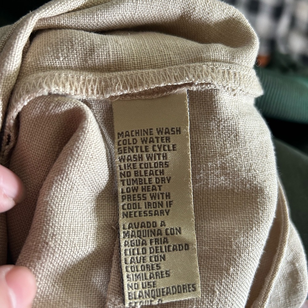 Tan, linen midi dress. Size medium - Picture 3 of 3